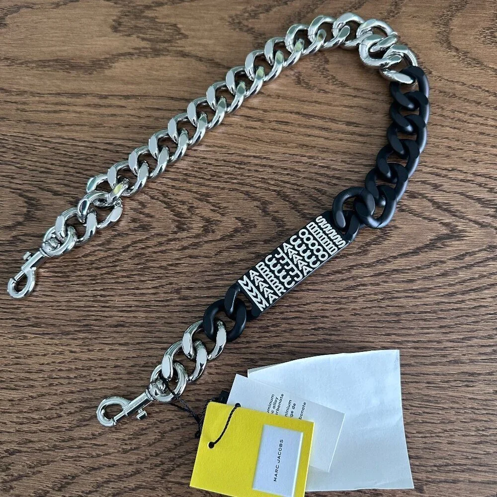 NWT！NEW！Marc Jacobs Monogram Barcode Shoulder Chain Strap -Black/Silver Nickel
